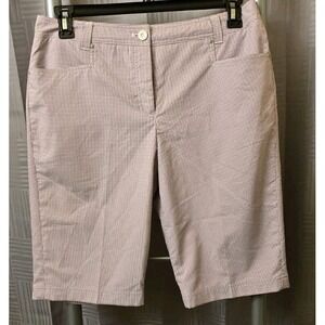 Nivo by Lanctot Golf Shorts Womens 10 Purple White Check Stretch Bermuda Pockets